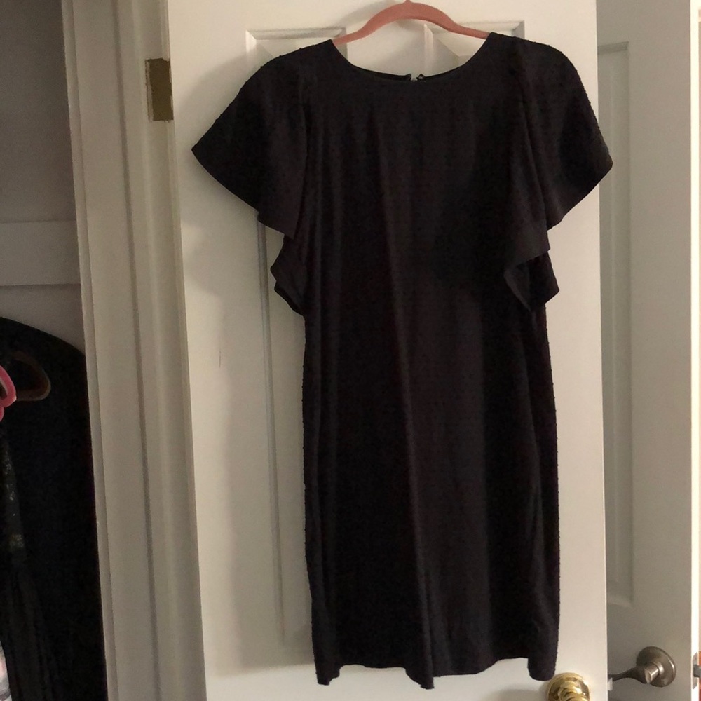 Black eyelet J.Crew dress with flutter sleeves